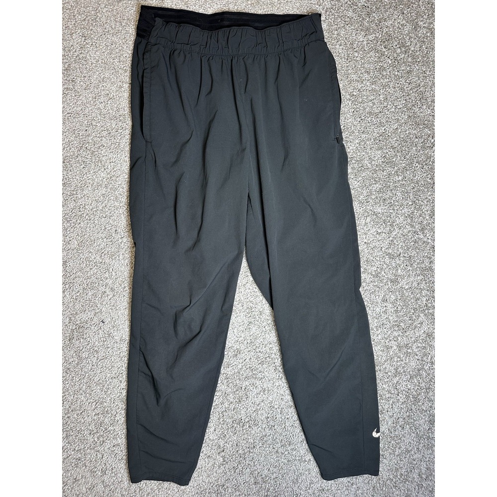 Nike Dri-FIT Women's Medium Black Running Pants Tapered Athletic Zip Pockets
